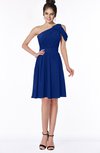 ColsBM Aiyana Sodalite Blue Elegant One Shoulder Sleeveless Zip up Chiffon Ruching Bridesmaid Dresses