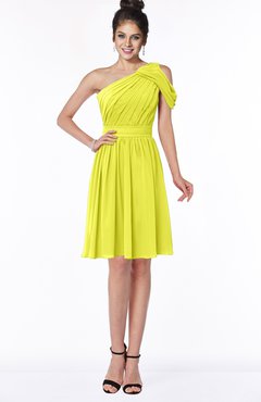 ColsBM Aiyana Sulphur Spring Elegant One Shoulder Sleeveless Zip up Chiffon Ruching Bridesmaid Dresses