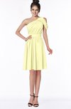 ColsBM Aiyana Wax Yellow Elegant One Shoulder Sleeveless Zip up Chiffon Ruching Bridesmaid Dresses