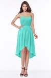 ColsBM Anahi Blue Turquoise Gorgeous A-line Strapless Half Backless Ruching Bridesmaid Dresses