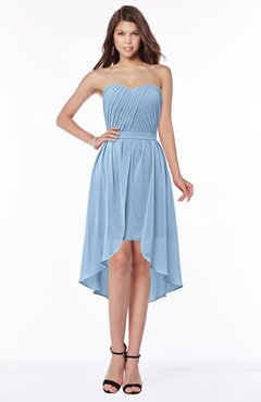 ColsBM Anahi Dusty Blue Gorgeous A-line Strapless Half Backless Ruching Bridesmaid Dresses
