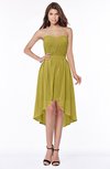 ColsBM Anahi Golden Olive Gorgeous A-line Strapless Half Backless Ruching Bridesmaid Dresses