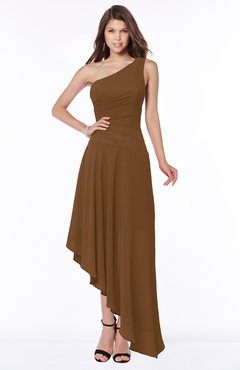 ColsBM Maggie Brown Luxury A-line Zip up Chiffon Floor Length Ruching Bridesmaid Dresses