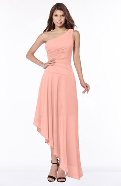 ColsBM Maggie Peach Luxury A-line Zip up Chiffon Floor Length Ruching Bridesmaid Dresses