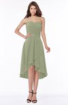 ColsBM Amaya Moss Green Mature A-line Strapless Chiffon Knee Length Ruching Bridesmaid Dresses
