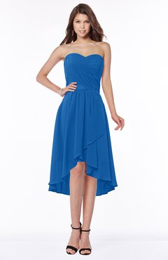 ColsBM Amaya Royal Blue Mature A-line Strapless Chiffon Knee Length Ruching Bridesmaid Dresses