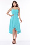 ColsBM Amaya Turquoise Mature A-line Strapless Chiffon Knee Length Ruching Bridesmaid Dresses