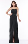 ColsBM Kenna Black Gorgeous A-line Sleeveless Half Backless Satin Floor Length Bridesmaid Dresses