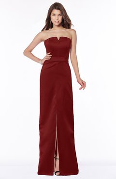 ColsBM Kenna Maroon Gorgeous A-line Sleeveless Half Backless Satin Floor Length Bridesmaid Dresses