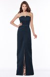 ColsBM Kenna Navy Blue Gorgeous A-line Sleeveless Half Backless Satin Floor Length Bridesmaid Dresses
