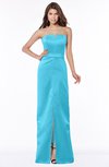 ColsBM Kenna Turquoise Gorgeous A-line Sleeveless Half Backless Satin Floor Length Bridesmaid Dresses
