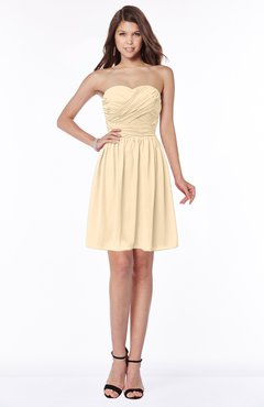 ColsBM Kaylee Apricot Gelato Gorgeous A-line Sleeveless Half Backless Knee Length Ruching Bridesmaid Dresses