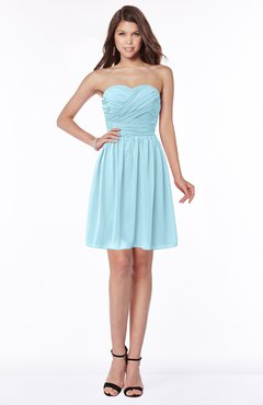 ColsBM Kaylee Aqua Gorgeous A-line Sleeveless Half Backless Knee Length Ruching Bridesmaid Dresses