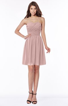 ColsBM Kaylee Blush Pink Gorgeous A-line Sleeveless Half Backless Knee Length Ruching Bridesmaid Dresses