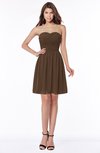 ColsBM Kaylee Chocolate Brown Gorgeous A-line Sleeveless Half Backless Knee Length Ruching Bridesmaid Dresses