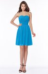 ColsBM Kaylee Cornflower Blue Gorgeous A-line Sleeveless Half Backless Knee Length Ruching Bridesmaid Dresses