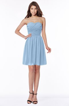 ColsBM Kaylee Dusty Blue Gorgeous A-line Sleeveless Half Backless Knee Length Ruching Bridesmaid Dresses