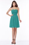 ColsBM Kaylee Emerald Green Gorgeous A-line Sleeveless Half Backless Knee Length Ruching Bridesmaid Dresses