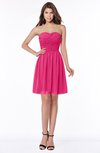 ColsBM Kaylee Fuschia Gorgeous A-line Sleeveless Half Backless Knee Length Ruching Bridesmaid Dresses