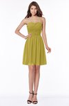 ColsBM Kaylee Golden Olive Gorgeous A-line Sleeveless Half Backless Knee Length Ruching Bridesmaid Dresses