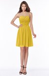 ColsBM Kaylee Lemon Curry Gorgeous A-line Sleeveless Half Backless Knee Length Ruching Bridesmaid Dresses