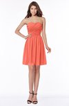 ColsBM Kaylee Living Coral Gorgeous A-line Sleeveless Half Backless Knee Length Ruching Bridesmaid Dresses