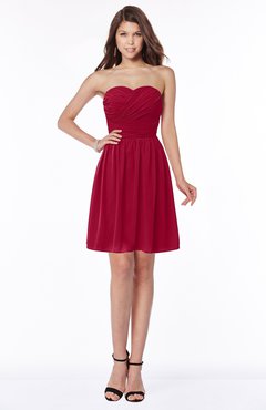 ColsBM Kaylee Maroon Gorgeous A-line Sleeveless Half Backless Knee Length Ruching Bridesmaid Dresses