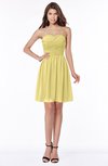 ColsBM Kaylee Misted Yellow Gorgeous A-line Sleeveless Half Backless Knee Length Ruching Bridesmaid Dresses
