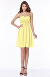 ColsBM Kaylee Pastel Yellow Gorgeous A-line Sleeveless Half Backless Knee Length Ruching Bridesmaid Dresses