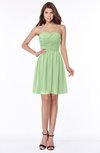 ColsBM Kaylee Sage Green Gorgeous A-line Sleeveless Half Backless Knee Length Ruching Bridesmaid Dresses