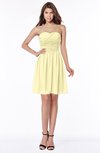 ColsBM Kaylee Soft Yellow Gorgeous A-line Sleeveless Half Backless Knee Length Ruching Bridesmaid Dresses