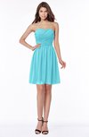 ColsBM Kaylee Turquoise Gorgeous A-line Sleeveless Half Backless Knee Length Ruching Bridesmaid Dresses