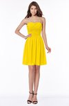 ColsBM Kaylee Yellow Gorgeous A-line Sleeveless Half Backless Knee Length Ruching Bridesmaid Dresses