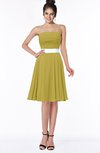 ColsBM Braelynn Golden Olive Mature A-line Sleeveless Knee Length Pick up Bridesmaid Dresses