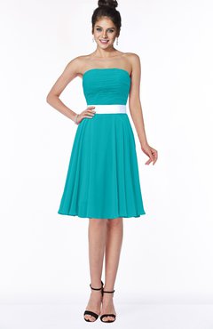 ColsBM Braelynn Teal Mature A-line Sleeveless Knee Length Pick up Bridesmaid Dresses