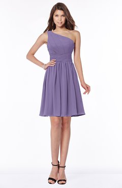 ColsBM Julia Chalk Violet Classic One Shoulder Sleeveless Chiffon Knee Length Ruching Bridesmaid Dresses