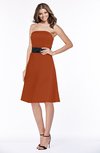 ColsBM Kaliyah Rust Glamorous A-line Sleeveless Satin Knee Length Bow Bridesmaid Dresses