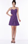 ColsBM Kylee Dark Purple Modern Sleeveless Half Backless Chiffon Knee Length Edging Bridesmaid Dresses