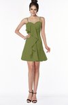 ColsBM Kylee Olive Green Modern Sleeveless Half Backless Chiffon Knee Length Edging Bridesmaid Dresses
