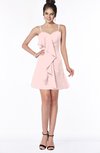 ColsBM Kylee Pastel Pink Modern Sleeveless Half Backless Chiffon Knee Length Edging Bridesmaid Dresses