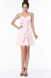 ColsBM Kylee Petal Pink Modern Sleeveless Half Backless Chiffon Knee Length Edging Bridesmaid Dresses