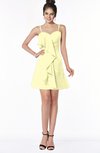 ColsBM Kylee Wax Yellow Modern Sleeveless Half Backless Chiffon Knee Length Edging Bridesmaid Dresses