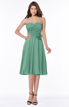 ColsBM Tibby Beryl Green Modest A-line Sleeveless Half Backless Knee Length Flower Bridesmaid Dresses
