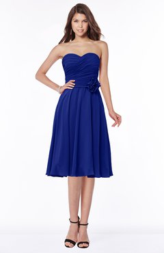 ColsBM Tibby Electric Blue Modest A-line Sleeveless Half Backless Knee Length Flower Bridesmaid Dresses