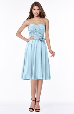ColsBM Tibby Ice Blue Modest A-line Sleeveless Half Backless Knee Length Flower Bridesmaid Dresses