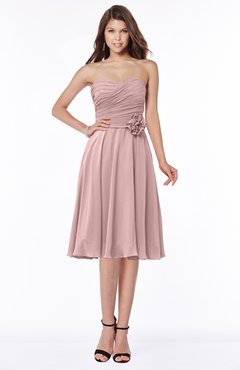 ColsBM Tibby Silver Pink Modest A-line Sleeveless Half Backless Knee Length Flower Bridesmaid Dresses