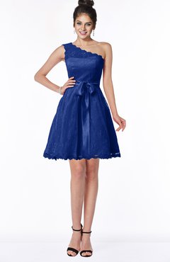 ColsBM Abby Nautical Blue Glamorous A-line Sleeveless Zip up Knee Length Lace Bridesmaid Dresses