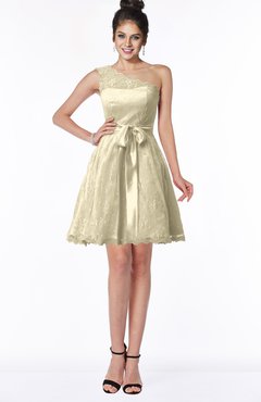 ColsBM Abby Novelle Peach Glamorous A-line Sleeveless Zip up Knee Length Lace Bridesmaid Dresses