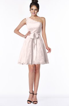 ColsBM Abby Petal Pink Glamorous A-line Sleeveless Zip up Knee Length Lace Bridesmaid Dresses