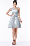 ColsBM Abby Silver Glamorous A-line Sleeveless Zip up Knee Length Lace Bridesmaid Dresses